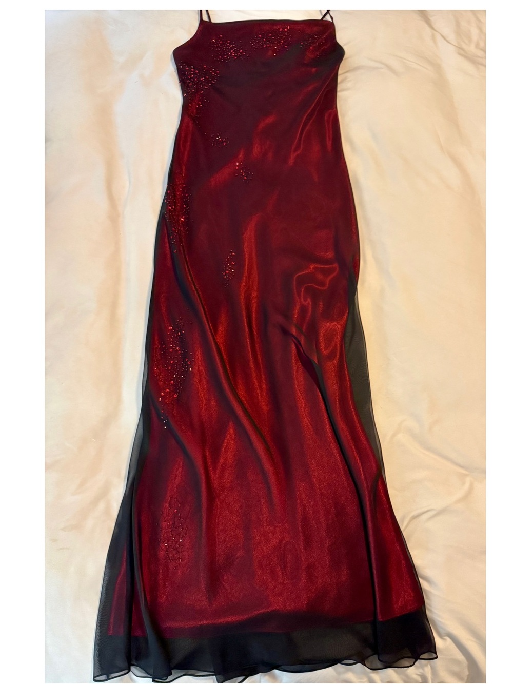 Vintage Betsy and Adam Red / Black Maxi Formal Dress Size Medium Long Gown